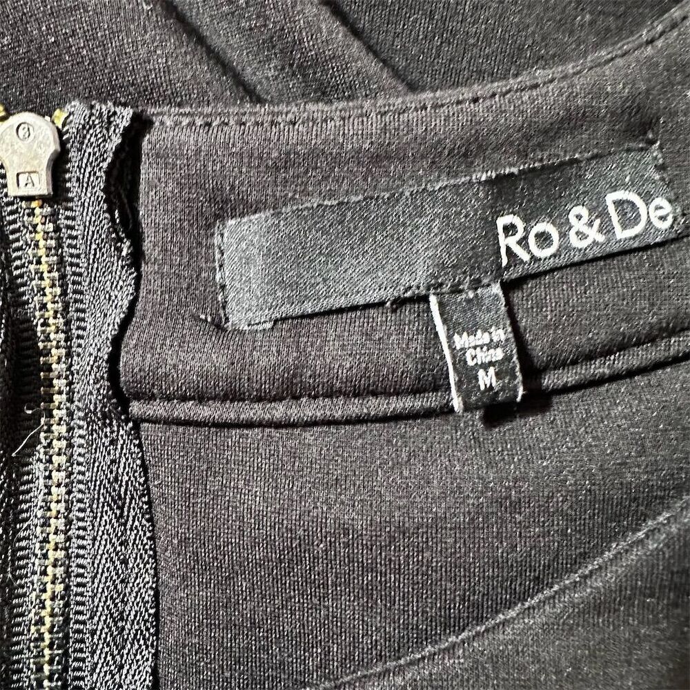 Ro & De Black Dressy Sleeveless Top Back Zipper Back Sheer Diamond Mesh Cutouts - Picture 7 of 9